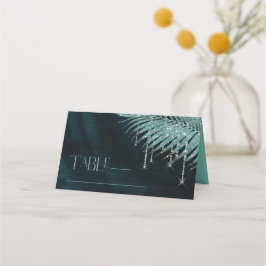 Jewel Palm Leaf Wedding Aquamarin ID830 Platzkarte