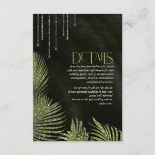 Jewel Palm Leaf Wedding Details Green ID830 Begleitkarte