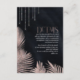 Jewel Palm Leaf Wedding Details Rose Gold ID830 Begleitkarte