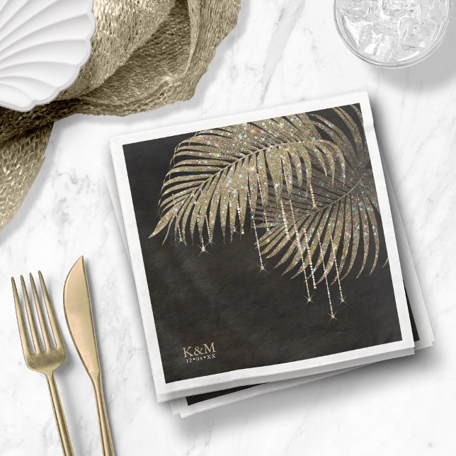 Jewel Palm Leaf Wedding Gold ID830 Serviette (Von Creator hochgeladen)