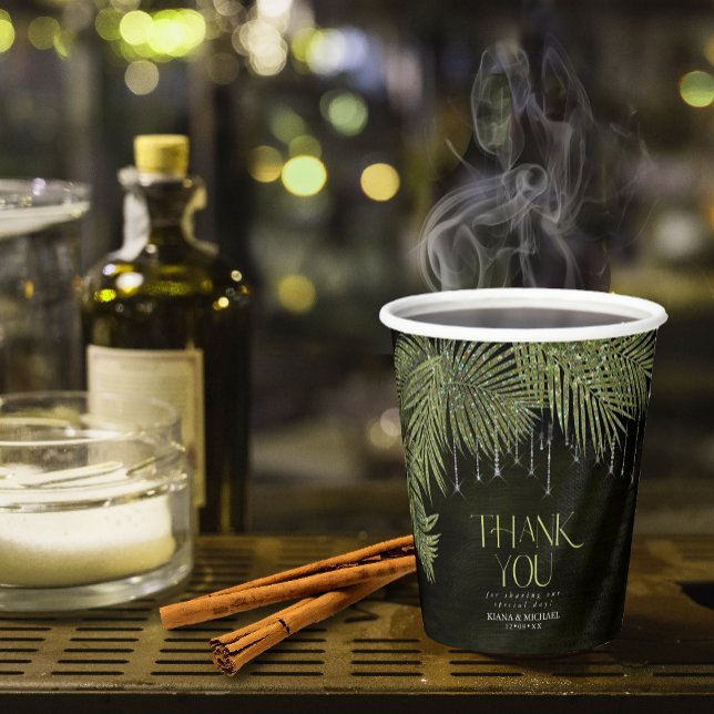 Jewel Palm Leaf Wedding Green ID830 Pappbecher (Von Creator hochgeladen)