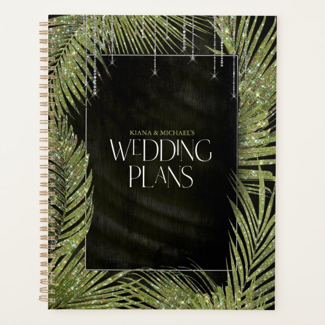 Jewel Palm Leaf Wedding Green ID830 Planer (Vorderseite)