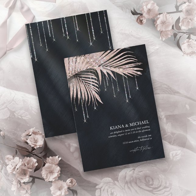 Jewel Palm Leaf Wedding Rose Gold/Navy ID830 (Von Creator hochgeladen)
