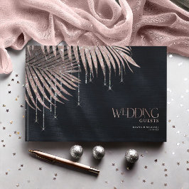Jewel Palm Leaf Wedding Rose Gold/Navy ID830 Gästebuch