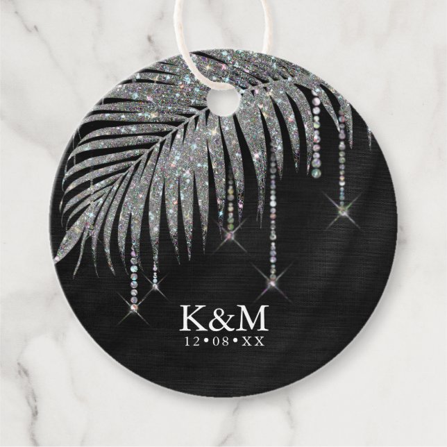 Jewel Palm Leaf Wedding Silver ID830 Geschenkanhänger (Vorderseite)