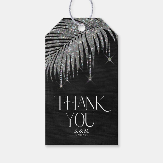 Jewel Palm Leaf Wedding Silver ID830 Geschenkanhänger (Vorderseite)