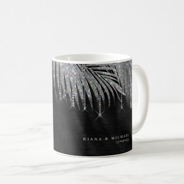 Jewel Palm Leaf Wedding Silver ID830 Kaffeetasse (VorderseiteRechts)
