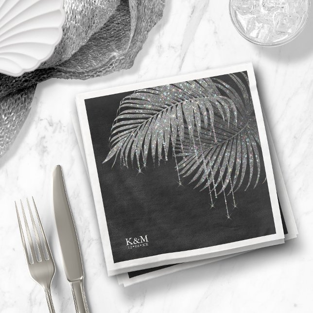 Jewel Palm Leaf Wedding Silver ID830 Serviette (Von Creator hochgeladen)