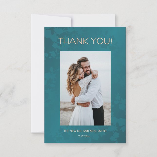 Jewel Peacock Tone Wedding Thank You Card Dankeskarte (Vorderseite)