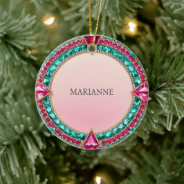 Jewel Pink und Türkis Keramik Ornament