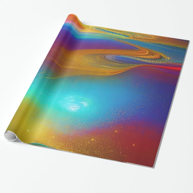 Jewel Rainbow Color Metallic Look Abstraktes Desig Geschenkpapier (Ungerollt)
