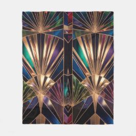 Jewel Tone Art Deco Multicolor Geometric Sunburst Fleecedecke