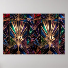 Jewel Tone Art Deco Multicolor Geometric Sunburst Poster