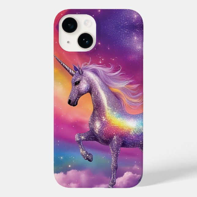Jewel Tone Cosmic Sparkle Rainbow Glitzer Unicorn Case-Mate iPhone Hülle (Rückseite)