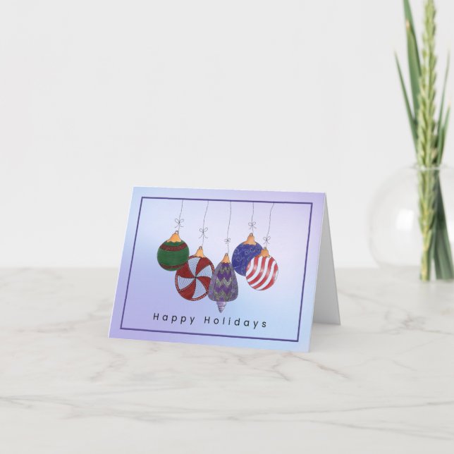 Jewel-Tone Doodle Ornaments Holiday Card Dankeskarte (Vorderseite)