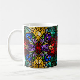 Jewel Tone Floral Stained Glass Art Mug Kaffeetasse