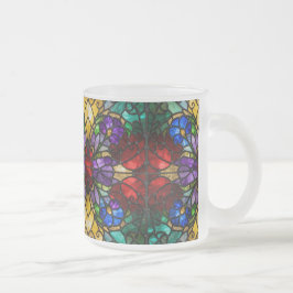 Jewel Tone Floral Stained Glass Art Mug Mattglastasse