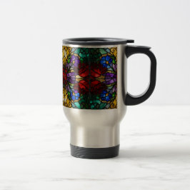 Jewel Tone Floral Stained Glass Art Mug Reisebecher