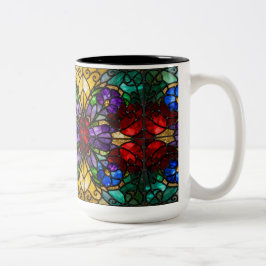 Jewel Tone Floral Stained Glass Art Mug Zweifarbige Tasse