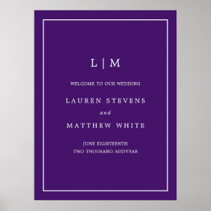 Jewel Tone Lila Monogram Elegant Welcome Wedding Poster
