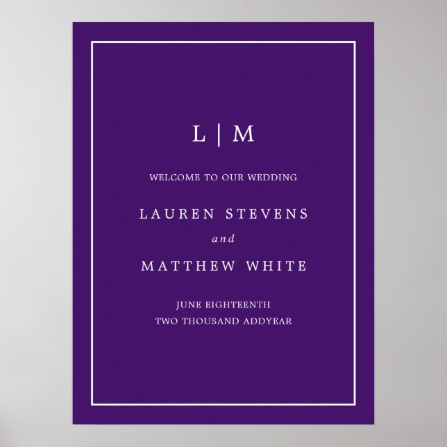 Jewel Tone Lila Monogram Elegant Welcome Wedding Poster (Vorne)