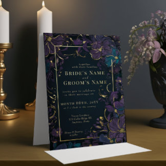 Jewel Tone Lila und Aquamarine Blume Folieneinladung