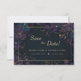Jewel Tone Lila und Aquamarine Blume Save The Date