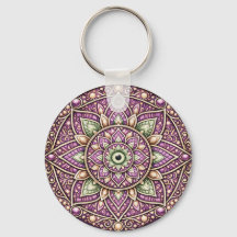 Jewel-Tone-Mandala-Schlüsselanhänger – Farbige Geo