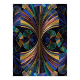 Jewel Tone Peacock Blue Purple Gold Art Deco Poster