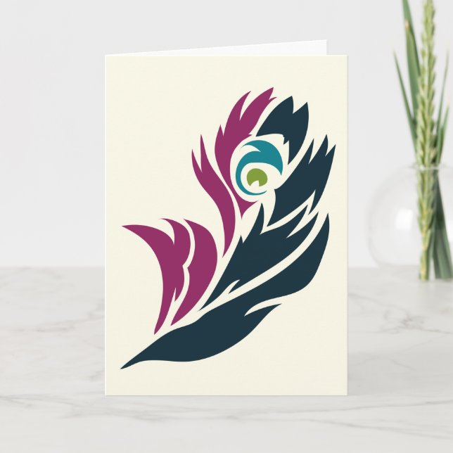 Jewel Tone Peacock Feather Notecard Karte (Vorderseite)