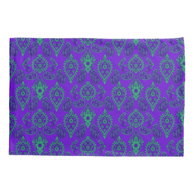 Jewel-Tone Verziert Paisley Design Kissenbezug (Rückseite)