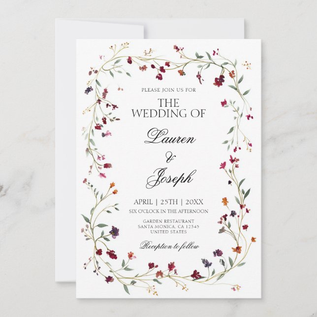 Jewel Tone Wedding Einladung (Vorderseite)