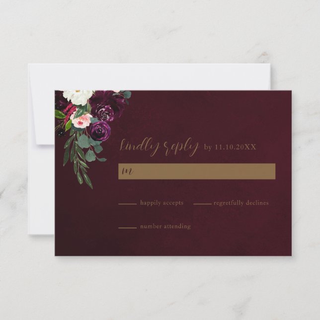 Jewel Tone Wedding RSVP Card (Vorderseite)