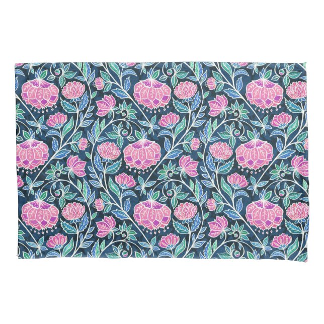 Jewel Toned Boho Chalk Chintz Floral Pattern Kissenbezug (Vorderseite)