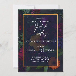 Jewel Toned Florals Weditation Einladung