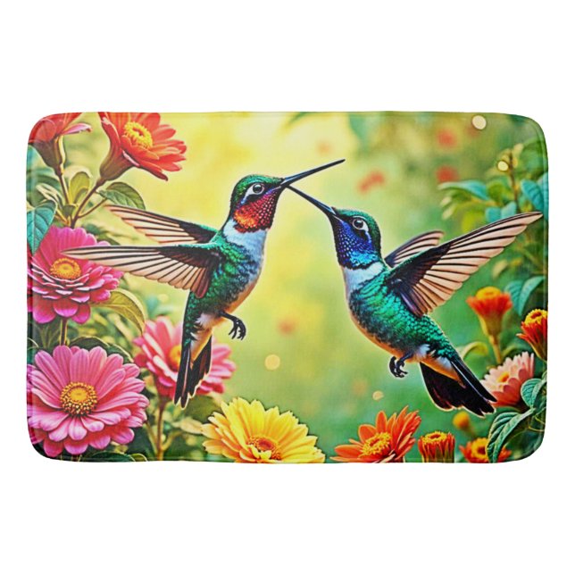 Jewel Toned Hummingbird Magic Design Badematte (Vorderseite)