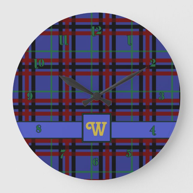 Jewel Toned Kariert Clock Große Wanduhr (Vorderseite)