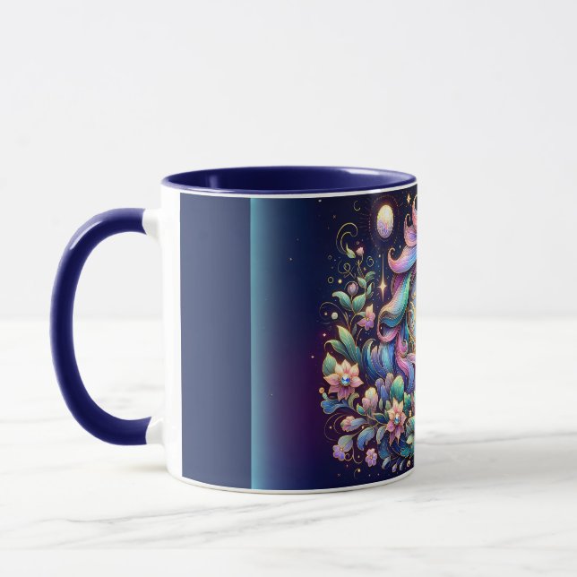 Jewel Toned Unicorn Floral Fantasy Tasse (Links)