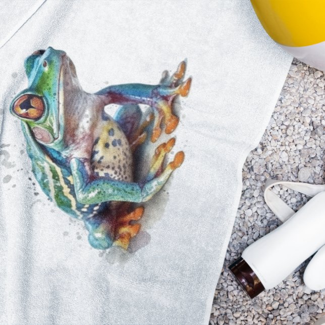 Jewel Toned Watercolor Frog Badehandtuch (Von Creator hochgeladen)