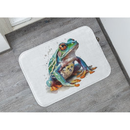 Jewel Toned Watercolor Frog Badematte