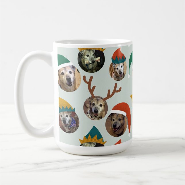 Jewel Tones Albernen Weihnachts-Hat-Dog Foto Colla Kaffeetasse (Links)