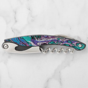 Jewel Tones Aqua Aquamarin, Lila abstrakt Kellnermesser