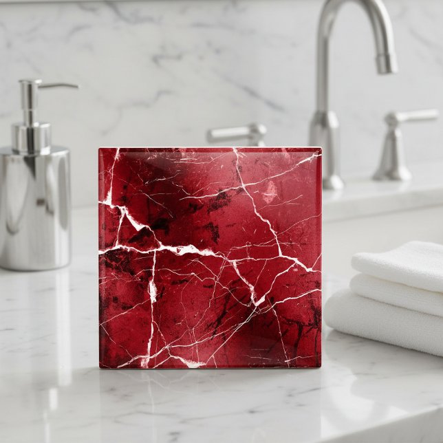 Jewel Tones Marble Abstract Ruby Red D1288 Fliese (Von Creator hochgeladen)
