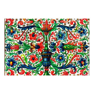 Jewel Tones Mittelalterliches Manuskript-Blume Sku Fotodruck