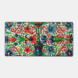 Jewel Tones Mittelalterliches Manuskript-Blume Sku Schreibtischunterlage