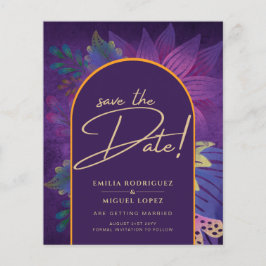 Jewel Tones Plum Lila Berry Gold Wedding Flyer