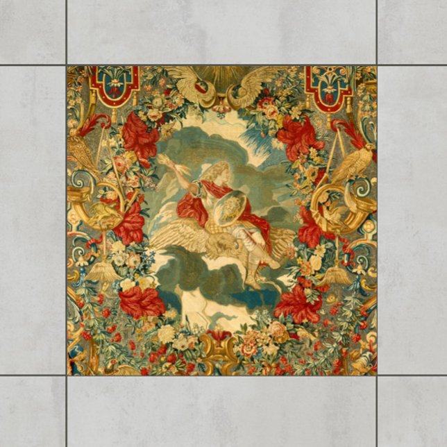 Jewel Tones (Vintage Tapestylemuster) Fliese (Add jewel-toned elegance and richness to your tiled space with this French vintage tapestry design!)