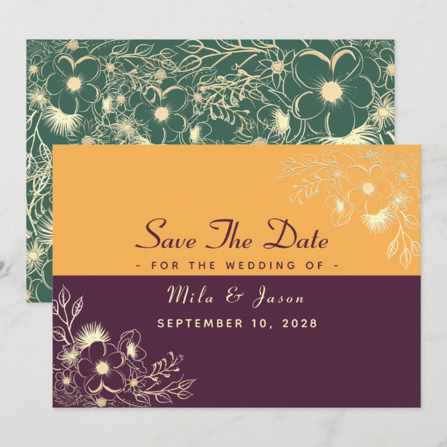 Jewel Tones Wedding rettet das Datum Save The Date (Vorne/Hinten)