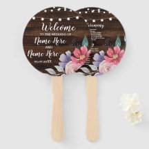 Jewel Wood Floral Wedding Program Blume Fan