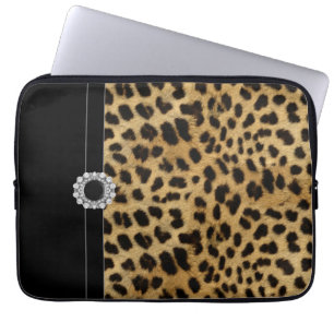 Jewele Black Leopard Laptop Sleeve